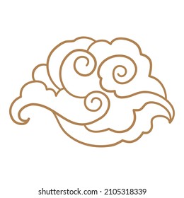 Cartoon chinese cloud. Asian style tattoo in shape cloud, oriental ornament element korean japanese thai tibetan doodle cloudy sky traditional symbol china neat vector illustration.
