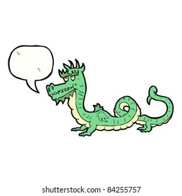 cartoon Chinese dragon with speech bubble