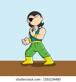 cartoon chinese fighter. create by vector - Vector