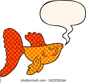 cartoon chinese fighting fish with speech bubble in comic book style