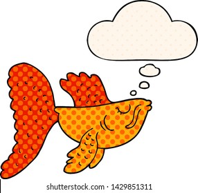 cartoon chinese fighting fish with thought bubble in comic book style