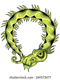 cartoon chinese green textured snake dragon 