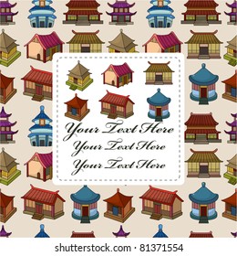 cartoon Chinese house seamless pattern
