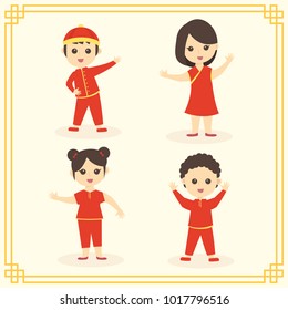 Cartoon of Chinese kids, Chinese New Year