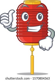Cartoon of chinese lantern making Thumbs up gesture
