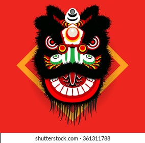 Cartoon Chinese lion head 