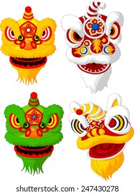 Cartoon Chinese lion head collection