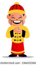 Cartoon Chinese Man Vector Illustration On White Background