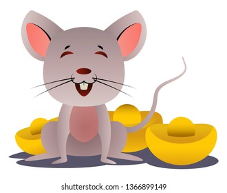 Cartoon chinese mouse vector illustartion on white background