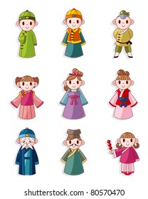 cartoon Chinese people icon set