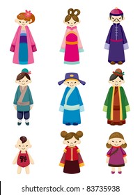 cartoon Chinese people icon set