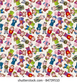 cartoon Chinese people seamlese pattern