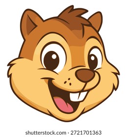 Diseño de Plantilla de Ilustración vectorial de color plano animal de cabeza de ardilla de dibujos animados