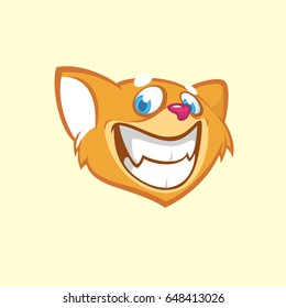 Cartoon chipmunk head. Vector illustration of brown smiling chipmunk icon