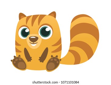 Cartoon chipmunk or marmot sitting. Forest animal vector illustration of chipmunk 