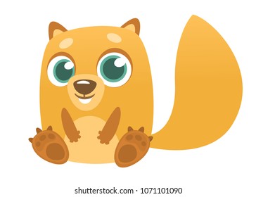 Cartoon chipmunk or squirrel sitting. Forest animal vector illustration of chipmunk 