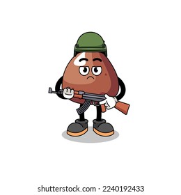 Cartoon of choco chip soldier , character design