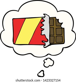 cartoon chocolate bar with thought bubble