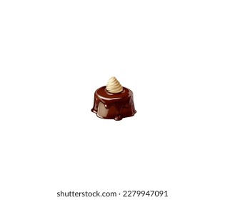 Cartoon chocolate cake or brownie with soufflé isolated on white background. Vector illustration