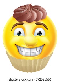 A cartoon chocolate cake emoji emoticon smiley face character