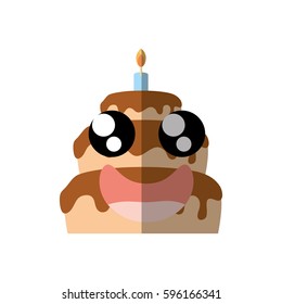 cartoon chocolate cake party shadow vector illustration eps 10