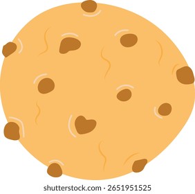 Cartoon Chocolate Chip Cookie Illustration on White