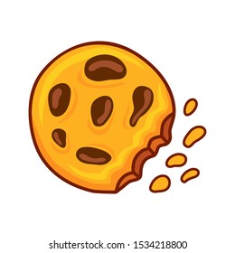 Cartoon chocolate chip cookie. Vector illustration.