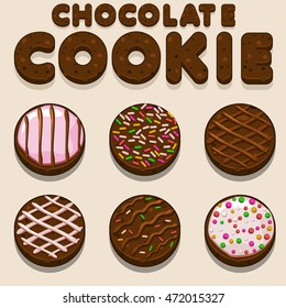 Cartoon Chocolate cookie, biskvit vector food letters in vector