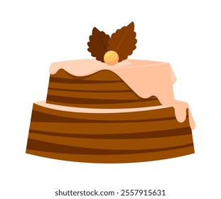 Cartoon chocolate holiday cake vector illustration