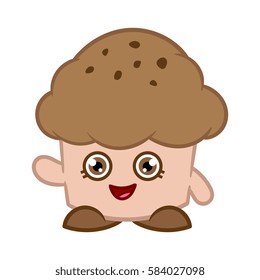 Cartoon Chocolate Muffin Vector Illustration