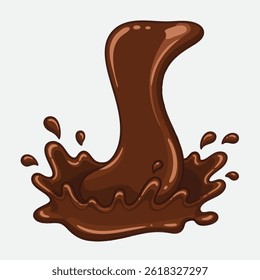 Cartoon Chocolate Splash Sweet Cocoa Pouring Illustration on White Background