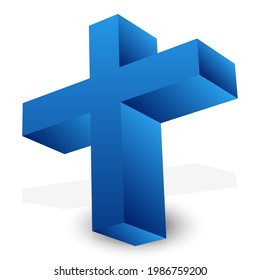 Cartoon Christian, Christianity Cross Vector Icon, Symbol, or Logo
