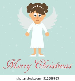 cartoon christmas angel with text