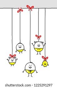 Cartoon Christmas Balls Funny Family