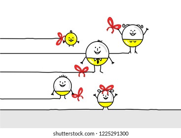 Cartoon Christmas Balls Funny Family