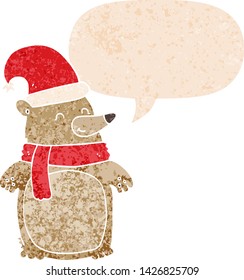 las navidades de caricatura tienen una burbuja de habla con un estilo retro angustiado y texturado