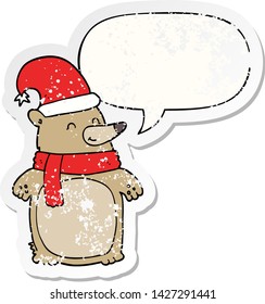 navidad de caricatura con burbuja de habla angustiada pegatina vieja