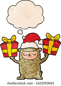 las navidades de dibujos animados llevan la burbuja del pensamiento al estilo de la textura gruesa