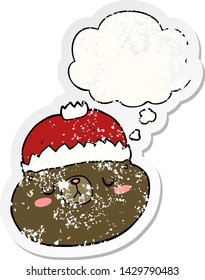 las navidades de caricatura llevan la burbuja del pensamiento como una pegatina gastada angustiada