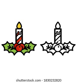 cartoon christmas candle set vector