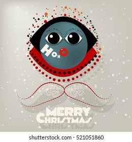 Cartoon Christmas card and Santa mustache