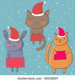 Caricatura Gatos de Navidad