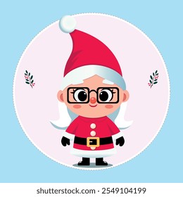 Cartoon Christmas characters, cute Santa Claus and friends, decorative