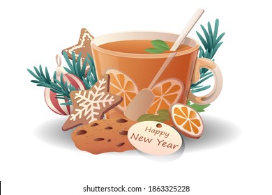 Dibujo vectorial de la composición de navidad