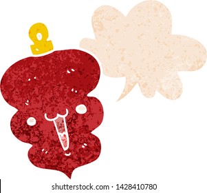 cartoon christmas decoration bauble with speech bubble in grunge distressed retro textured style