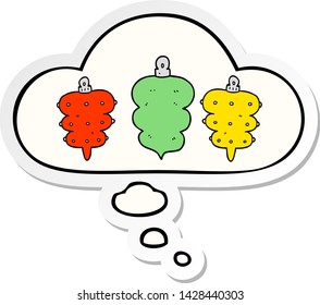 cartoon christmas decorations with thought bubble as a printed sticker
