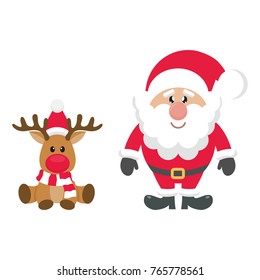 cartoon christmas deer with santa claus