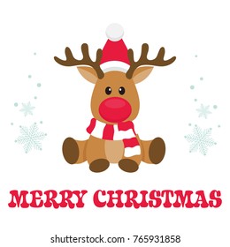 cartoon christmas deer with text