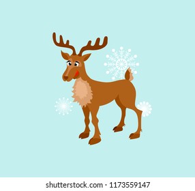 cartoon christmas deer vector