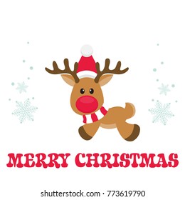 Cartoon Christmas Deer Vector With Text